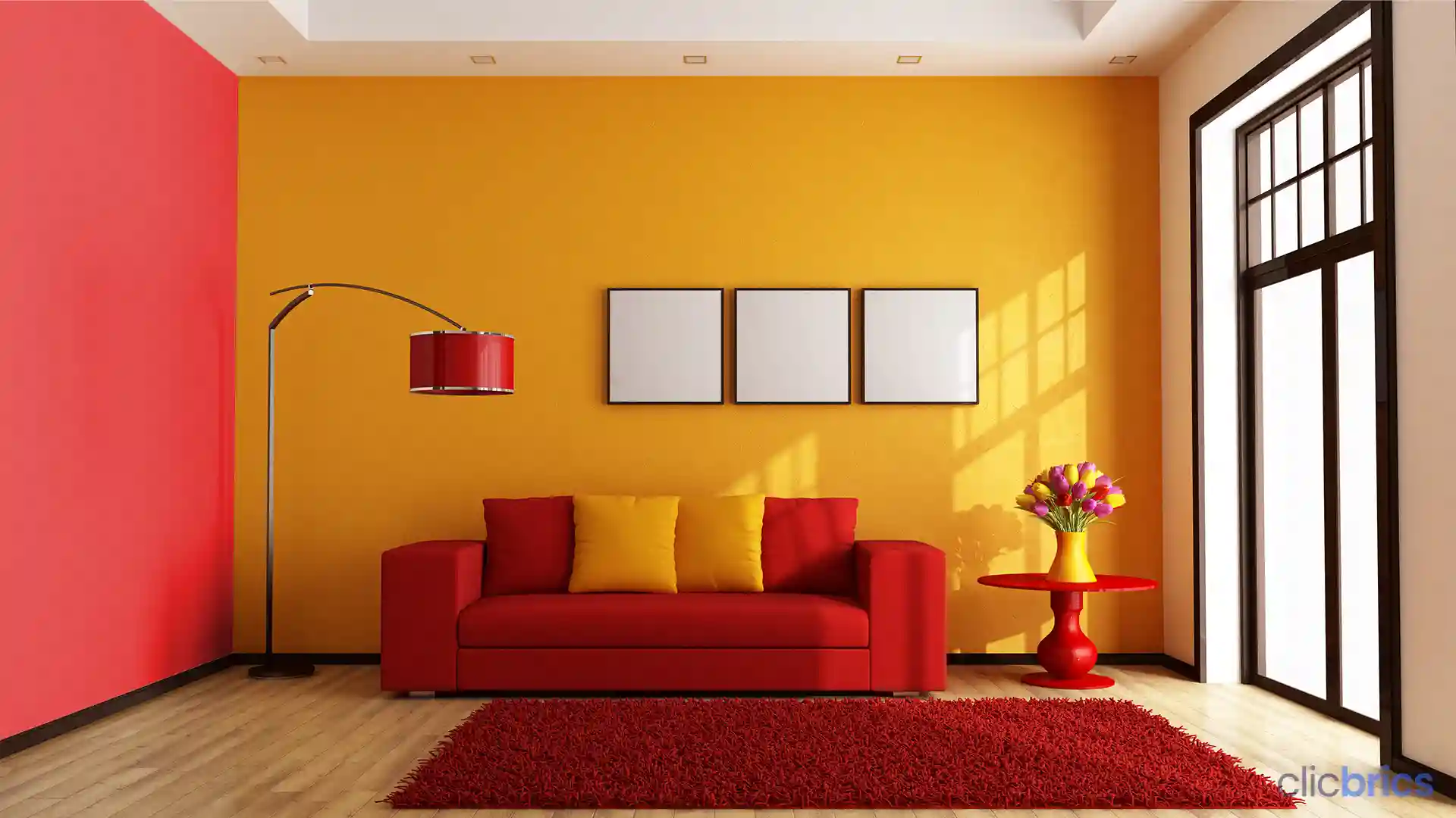 yellow colour combination for wall